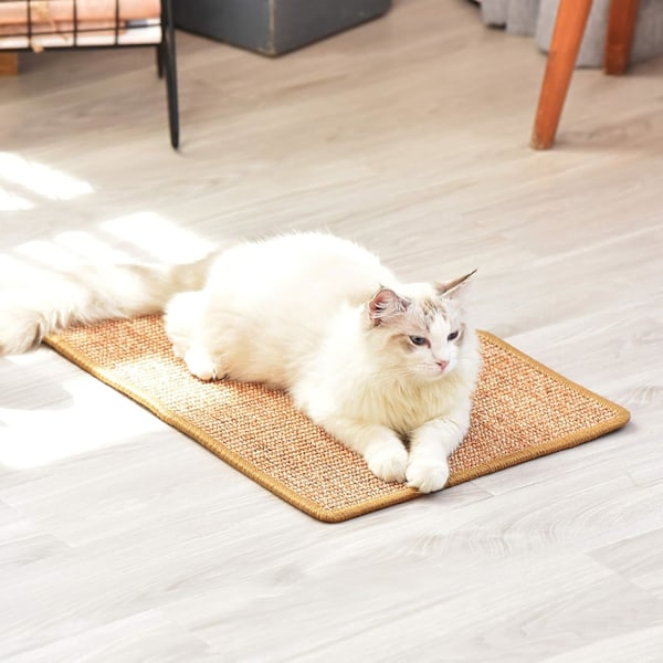 Kradsemåtte til katte 60x40cm Naturlig Sisal Kradsepude til Katte til Horisontalt Gulv Beskytter Møbler og Sofaer