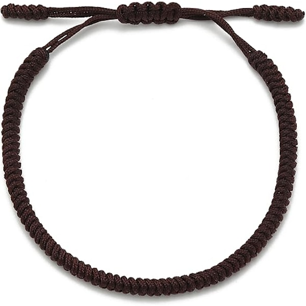 Handgjort Armband + Buddhistisk Gåva! för Kvinnor, Män, Tonåringar. Justerbar Storlek! Vänskapsgåva. Handgjort Repvävt Chakra Armband Brown