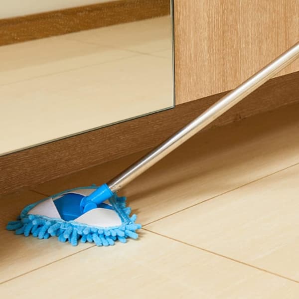 Mopper, trekantet moppehode absorberende mikrofiber chenille moppebørstehode erstatningsrengjøringsverktøy 2 STK blå
