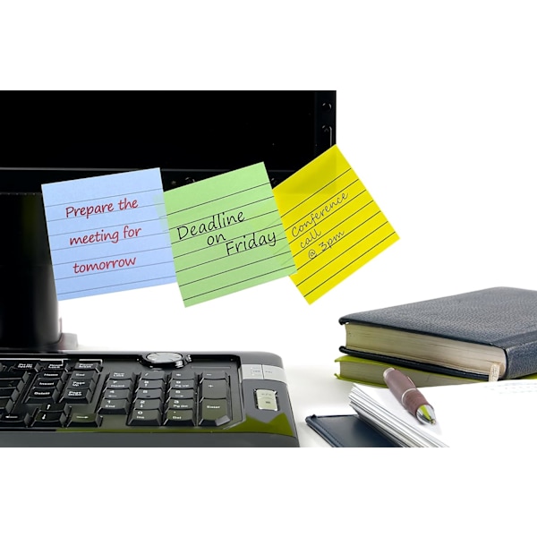 Fjernelsesvenlige Sticky Notes | Blå, Pink, Grøn, Gul Farver | Selvklæbende Memo Pads