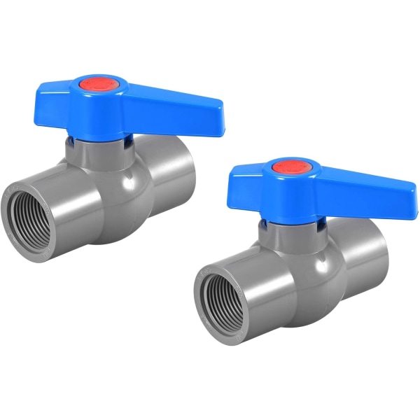 Kuleventil, G3/4 Hunnkjønnet Gjenger PVC Ventil for Akvarium Oppsett, Sump Pumpe, Basseng, Hage Sprinkler Grå Blå 2 stk