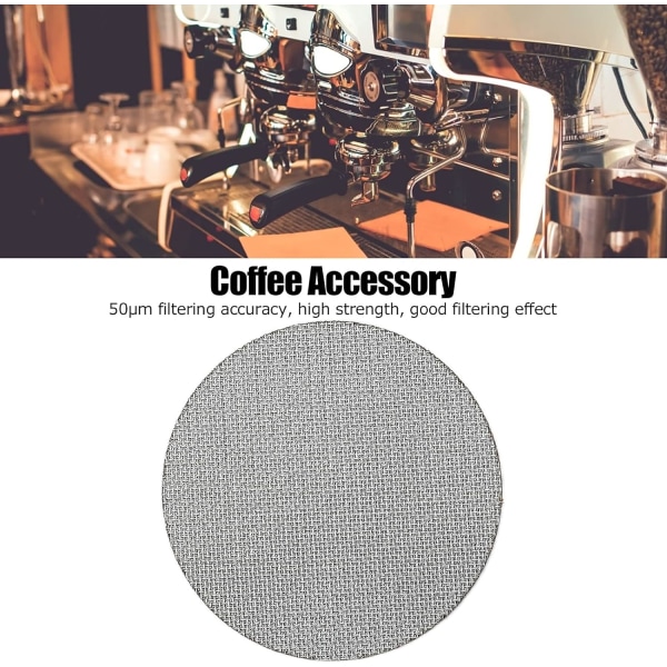 58,5 mm Espresso Puck-skjerm, 150 μm Mesh kaffefilterplate Backflush Filter Mesh-skjerm, gjenbrukbar for kaffemaskinhåndtak 1,7 mm tykkelse