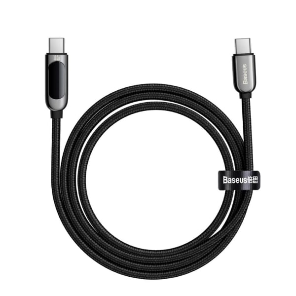 BASEUS Display Snabbladdning USB-C till USB-C 100W 2m svart