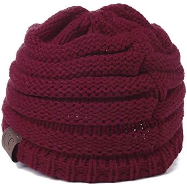 Vinter varm hästsvans stickad mössa red