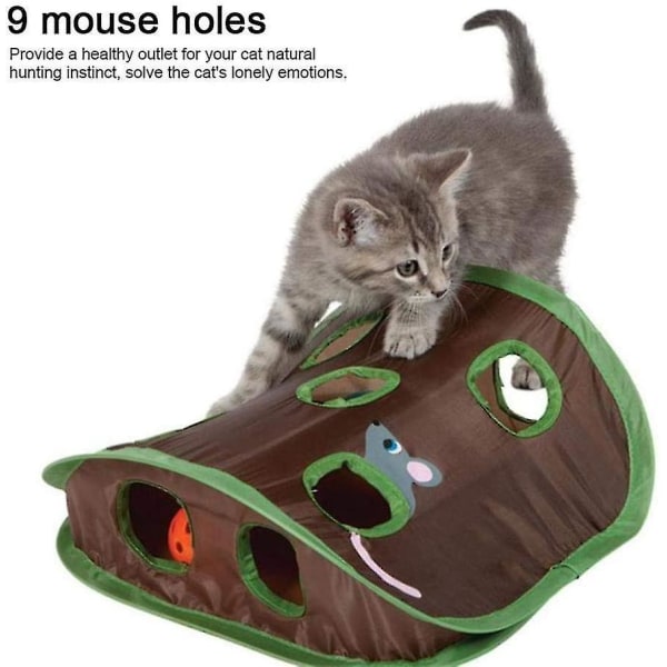 Interaktivt katteleke 9 musehull Interaktivt leketøy kompatibelt med katters intelligenstrening med bjelle