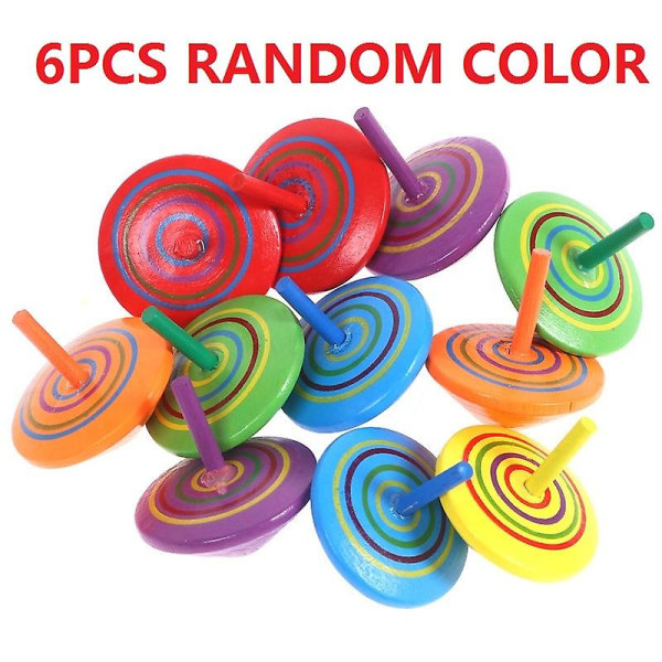 6 kpl värikäs gyro-puinen lelu