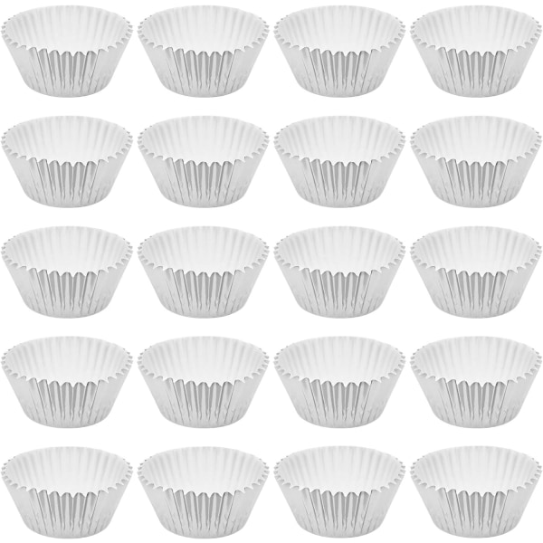 100 stk. folie metallic cupcakeforme, folie bageforme, cupcakepapir, bageforme, cupcakeomslag, muffinforme papir, cupcakeforme (sølv)