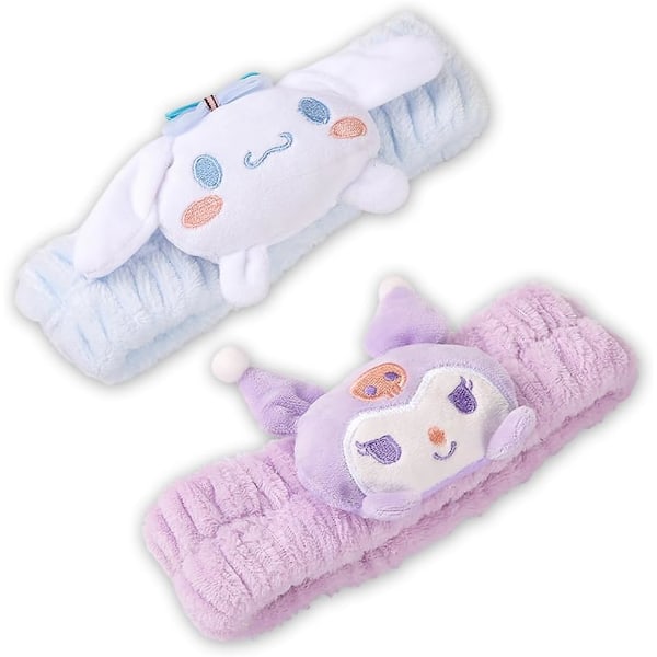 Hårband för kvinnor och flickor: 2-pack söta mjuka fleece-hårband för smink, hudvård och ansiktstvätt