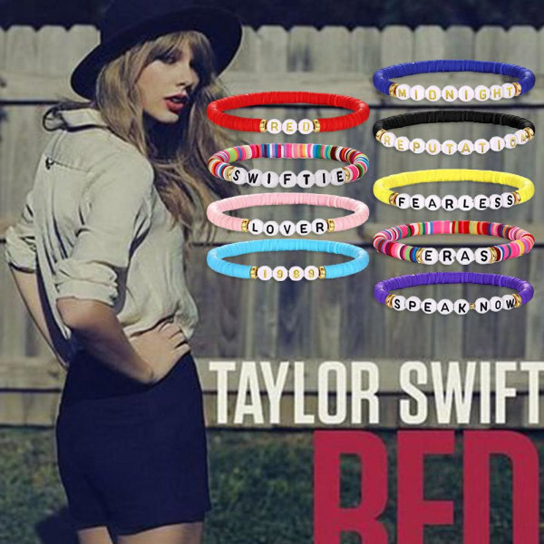 9PCS Armbånd Sett Taylor Swift Album Inspirert Armbånd Mote