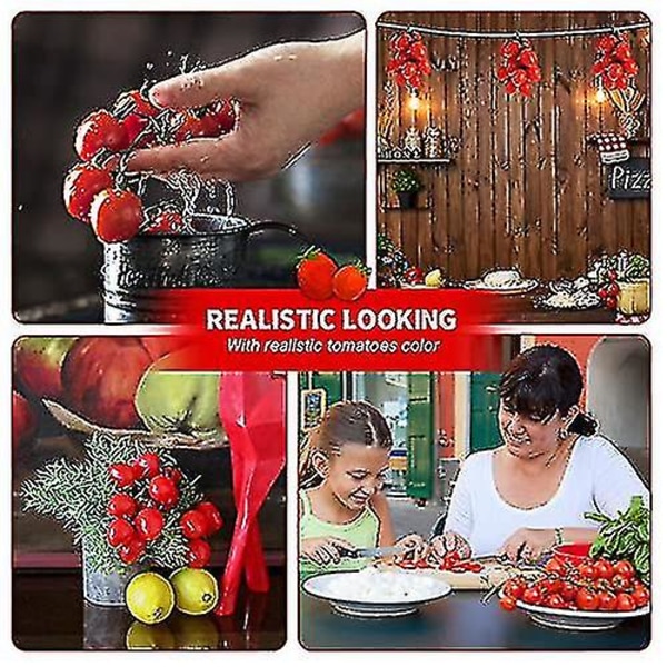 Kunstige kirsebærtomater Falske røde kirsebærtomater Kunstig frukt Plast Naturtro Simulering Hus Kjøkkendekorasjon