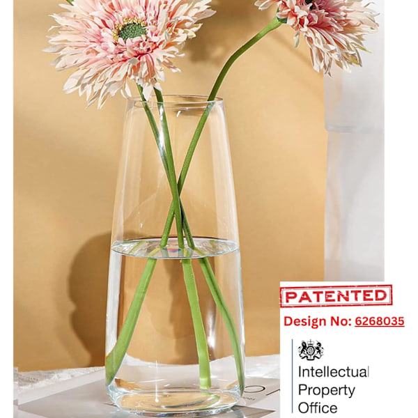Kvalitetsstor vas 22 cm - Utsökt klar blomvas - Kristallglasvas för heminredning - Vas för blommor för rumsdekor, bondgård