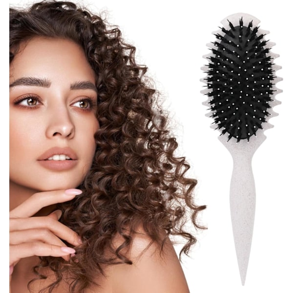 1 stk krøllforbedrende børste All-purpose hårkam Definerende myke bust Hodebunnsmassasje Luftpute Krøllete forming Styling Beige