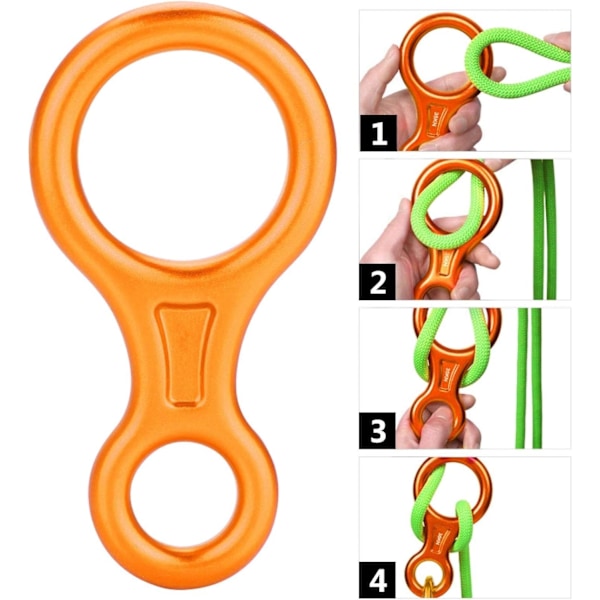 Klatrereb Nedfiringsanordning, 35KN Figur 8 Ord Reb Nedfiringsanordning Rappel Ring Klatring Redningsudstyr Orange