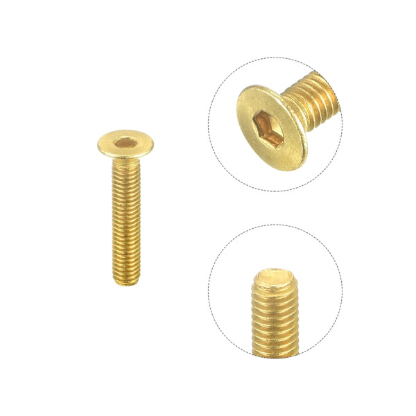 Litteät kuusiokolokantaiset ruuvit, M3-0.5 x 16mm messinki sisäkuusiokololla, kiinnitysruuvit 6 kpl