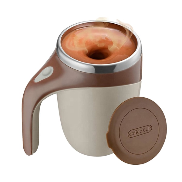 380 ml Självrörande Mugg med Lock Automatisk Magnetisk Omrörning Kaffekopp Elektrisk Rostfritt Stål Sel
