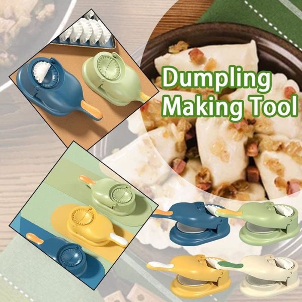 2 i 1 Dumpling Mold Tryck Dumpling Skin Maker Dumpling Maker Hushållskök Manuell Användning Snabb Degpress Dumpling Mögel (Blå)