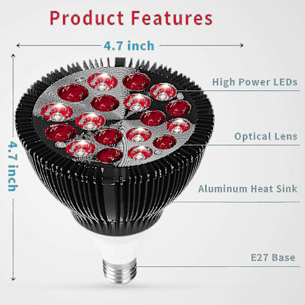 Röd Ljus Terapilampa, Wolezek 36w 18 Led Infraröd Ljus Terapi Enhet, 660nm Röd Och 850nm Nära Infraröd Combo Röd Ljuslampa
