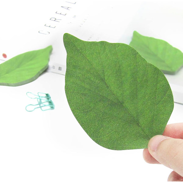 Assorterede Post-it Notes Super Sticky Notes Sæt Lyse Farver Selvklæbende Blokke, Nemme at opsætte til hjemmet, kontoret, notesbog, genanvendelige (6 blokke grønne blade)