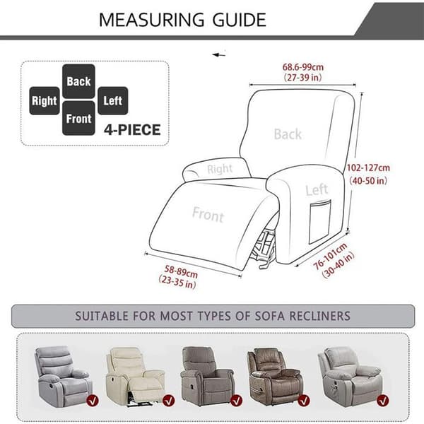 Jacquard överdrag till reclinerfåtölj, 1-sits, töjbar polyester/elastan med elastisk sidoficka, matchagrön