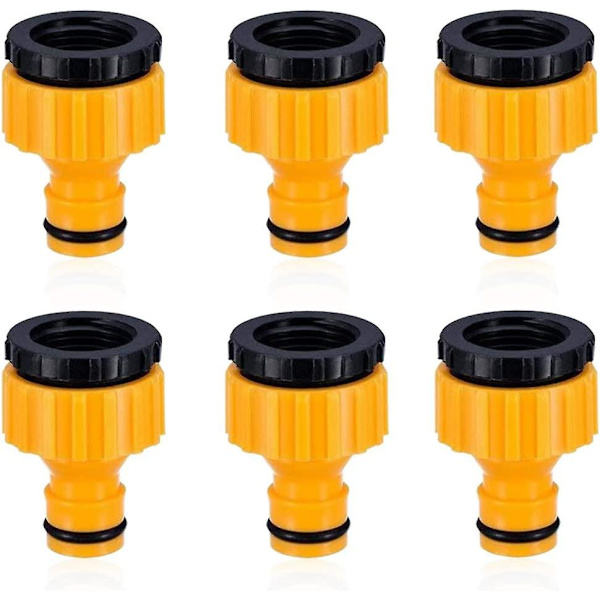 2-i-1 Slangehane-Tude Med Gevind, Vandhane-Kobling Med Gevind, Vandhane-Adapter, 6-Pak, 3/4'' Og 1/2''