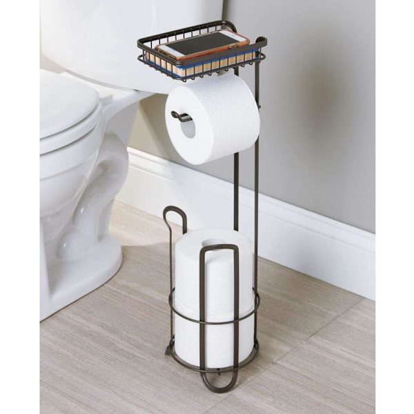 Toiletpapirholder - Fritstående - Ingen boring nødvendig - Toiletpapirholder til badeværelset - Toiletpapirholderstativ