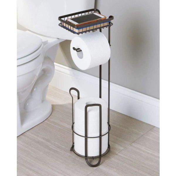 Toiletrulleholder - Fritstående - Ingen boring nødvendig - Loo Roll Holder til badeværelset - Toiletpapirholder Stander
