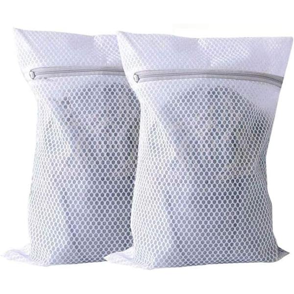 2 stk. store nettvaskeposer, 24 tommer × 24 tommer (60x60 cm) Gjenbrukbare glidelåsnettvaskemaskinpose, ekstra stor honeycomb slitesterk vaskepose