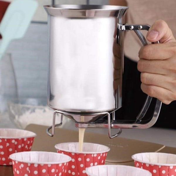 Degdispenser i rostfritt stål, verktyg för att göra kakor, pannkakor, muffins, våfflor, 900 ml