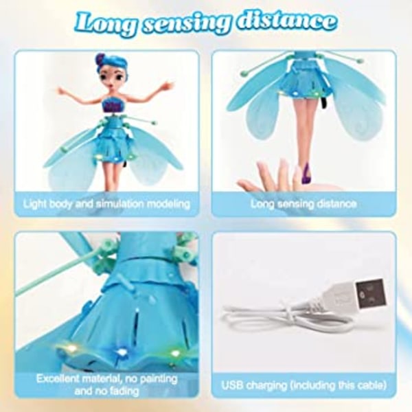 Sensing Flying Fairy Toy, USB Sky Dancer - Blue