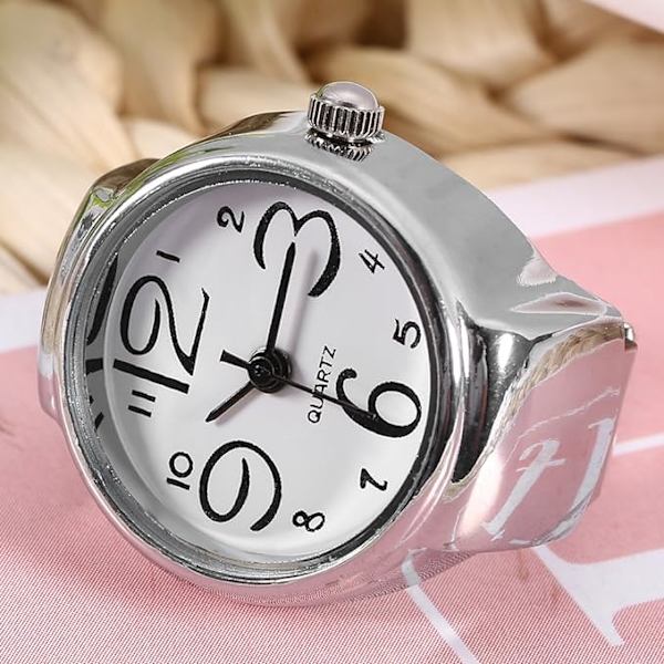 Ring Watch,  Finger Ring Watches Fashionable Women Men Quartz Analog Round Finger Ring Love Watch Finger Ring Watches for Men Women (Black)