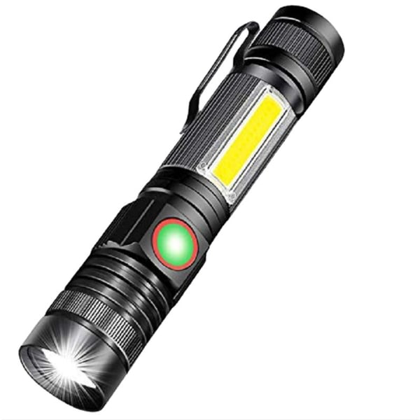 Lommelygte med stærkt lys, genopladelig langdistancelampe, T6 udendørs aluminiumslegering