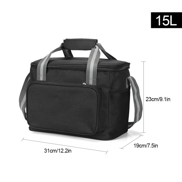 15L Isolerende Kjølebag for Resepicnic BBQ-fest - Black