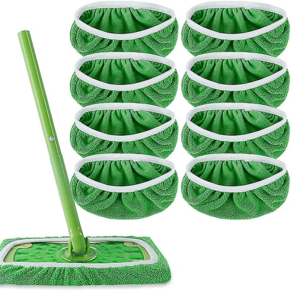 Återanvändbara moppdynor av 100 % bomull som är kompatibla med Swiffer Sweeper mopp (8-pack) Tvättbara moppdynor för våt och torr användning (mopp ingår ej)