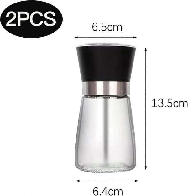 Påfyllningsbar Salt- och Pepparkvarn, 2 st Justerbar Manuell Pepparkvarn, Pepparkvarn med Plastlock, för Peppar, Salt
