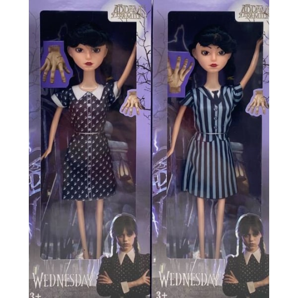 Mjuk Wednesday Adams-docka för barn - Short sleeve striped