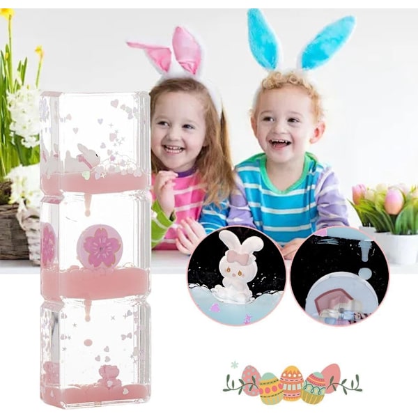Mini tegneserie kreativ flytende timeglass, flytende timeglass, tegneserie kanin timeglass leketøy, flytende bevegelsesboble timer, 1 stk