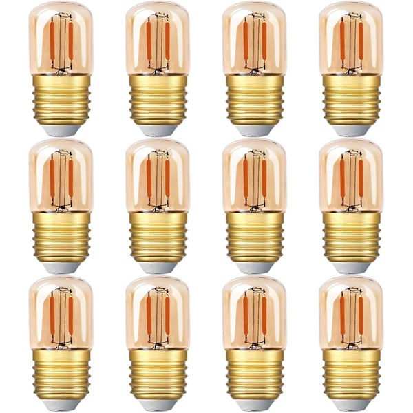 Mini rørformet LED-pære, 1w T28 Edison LED-glødetrådspære E27 skruesockel 2200k Super varm hvid lyspære til dekorativ ikke-dæmpbar (ravfarvet glas