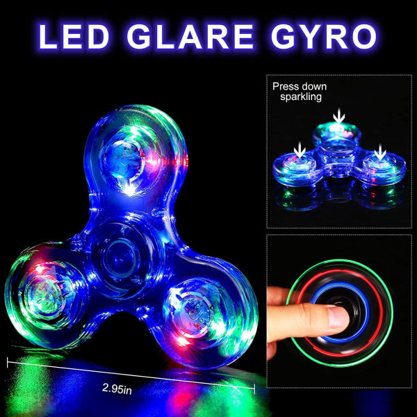 Lysende LED Fidget Spinner - Gennemsigtig - I