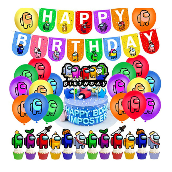Among Us Children's Party Balloon Arch - Tillykke med fødselsdagen