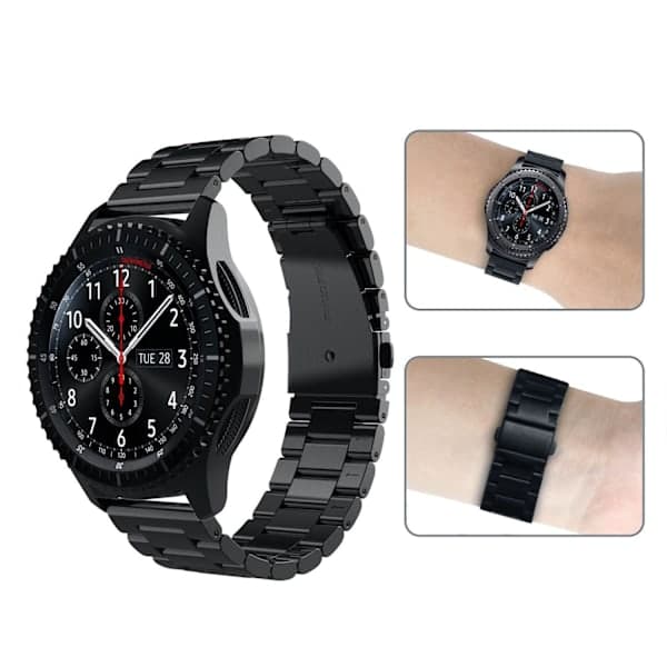 Seiko urrem 24mm sort rustfrit stål urrem til mænd/kvinder