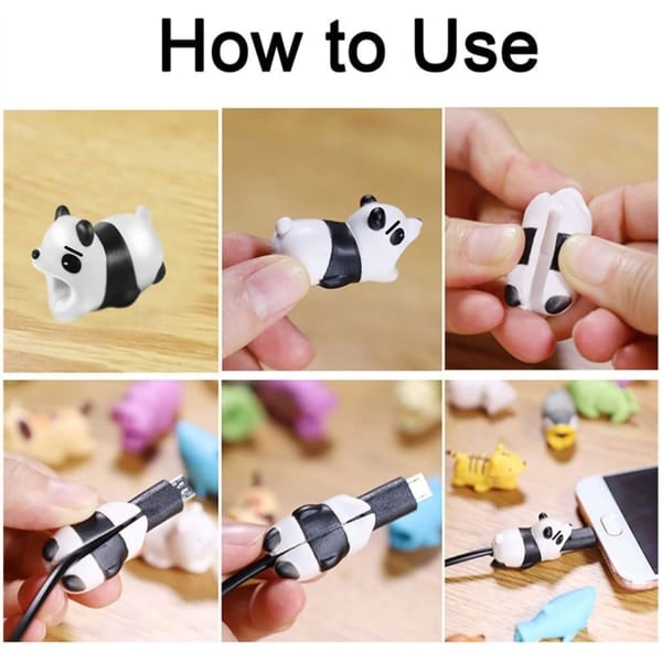 Skydd för laddningskabel med djurmotiv - 12 USB-laddningsskydd för iPhone, iPad, Android, Samsung, djurbettsskydd för laddningskabel