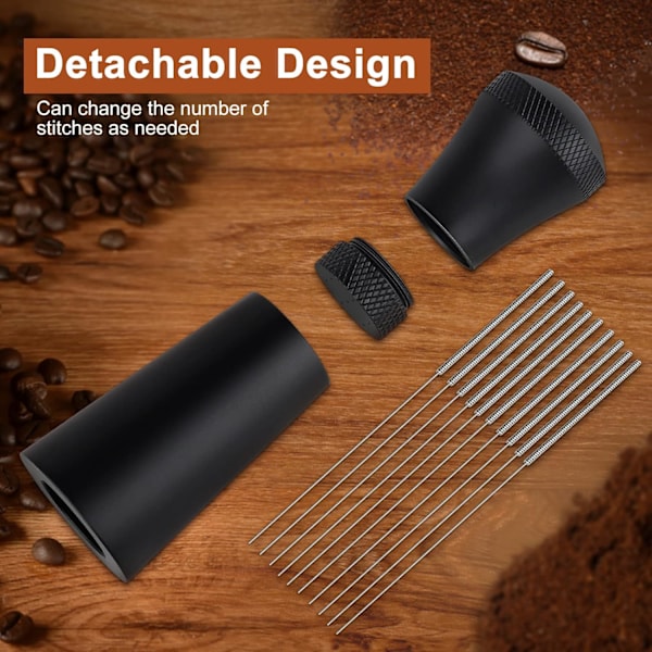 Opgraderet WDT værktøj espresso nål med 7 fine nåle, kaffe tamper espresso nål, kaffe tilbehør, espresso kaffe omrører