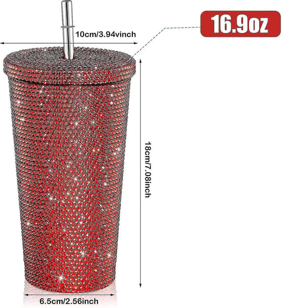 Kimalteleva timanttimuki, glittervesipullo kannella -