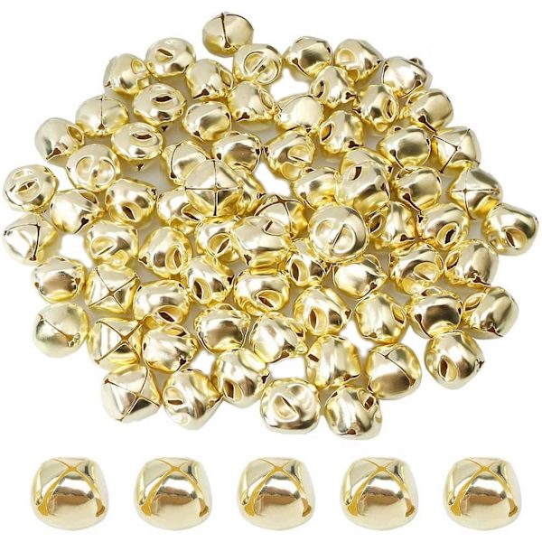 100 st Jingle Bells, 15 mm metall Jingle Mini Craft Pärlor för DIY Guld