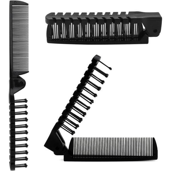 2st Vikbar hårborste och kam, bärbar resehårborste i plastficka hårkam Dubbelhårig massagehårkam för tjockt, tunt hår