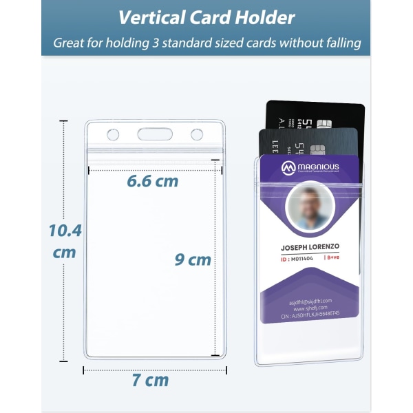 6-paks vertikal ID-kort-merkeholder Vanntett gjennomsiktig PVC-korthylsedeksel Kraftig kortbeskytterlomme med gjenlukkbar glidelås