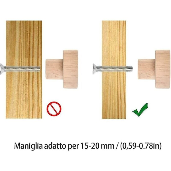 20 stycken träknoppar för skåp - Runda naturliga träknoppar - För skåp, lådor, byråer