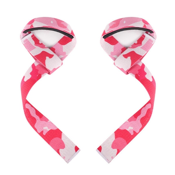 1 Par Kamouflage Lyftremmar Män Kvinnor Anti-Slip Tyngdlyftningsgrepp Kroppsbyggning Styrkelyft Styrketräning Chins Skivstång Pink