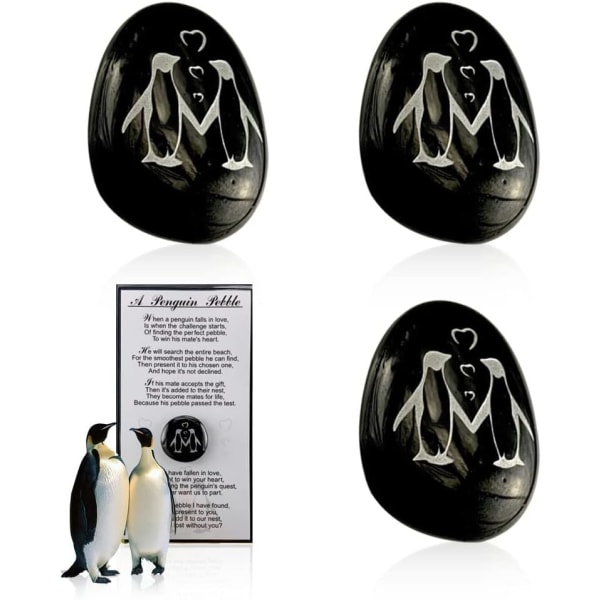 Positivitet Penguin Pebble -En liten ficka Penguin Kram, Personlig graverad Mini Penguin Pebble Minnesak Pebble Ornament Söta leksaker dekoration (3st)