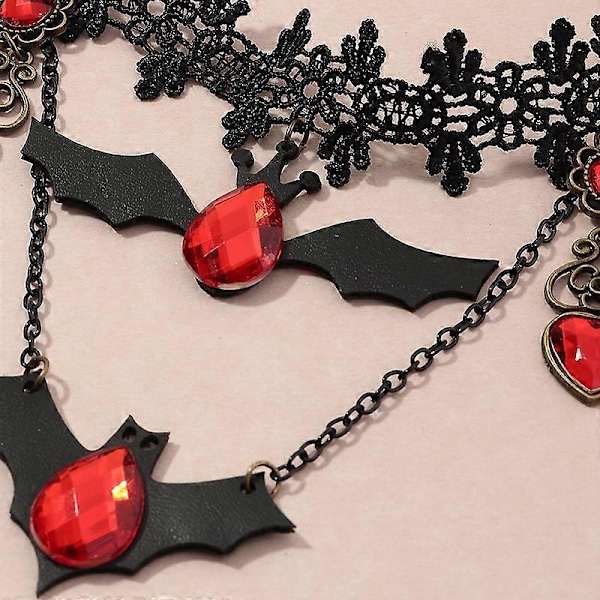 Vintage musta choker-kaulakoru naisille tytöille Halloween-koristeisiin juhlatarvike style761